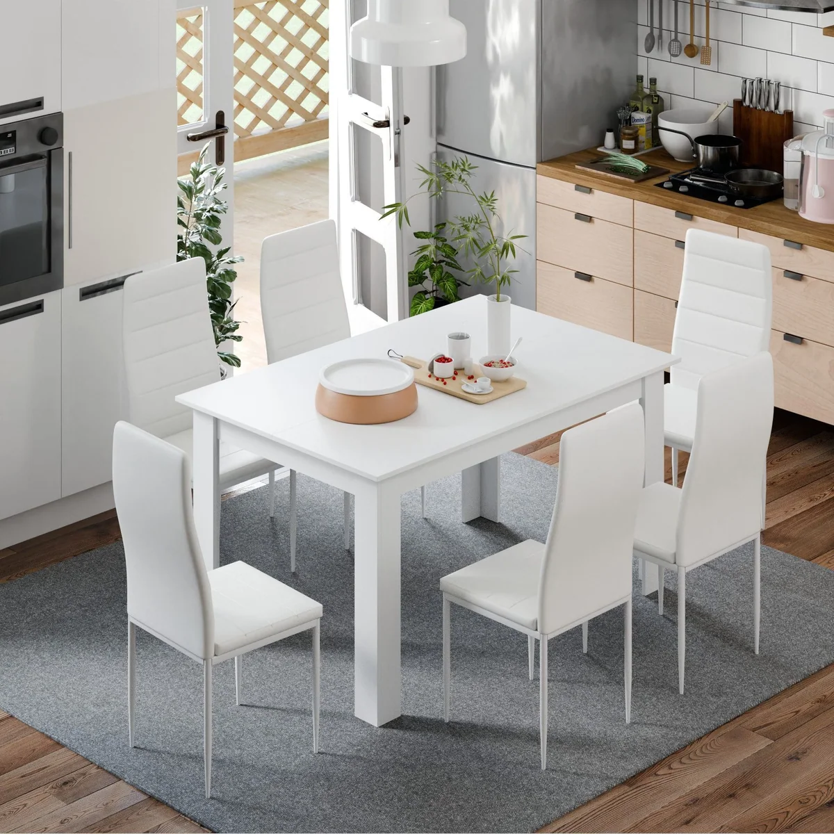 Mondeer Essgruppe 7-tlg, eleganter Esstisch mit 6 Stühlen 2