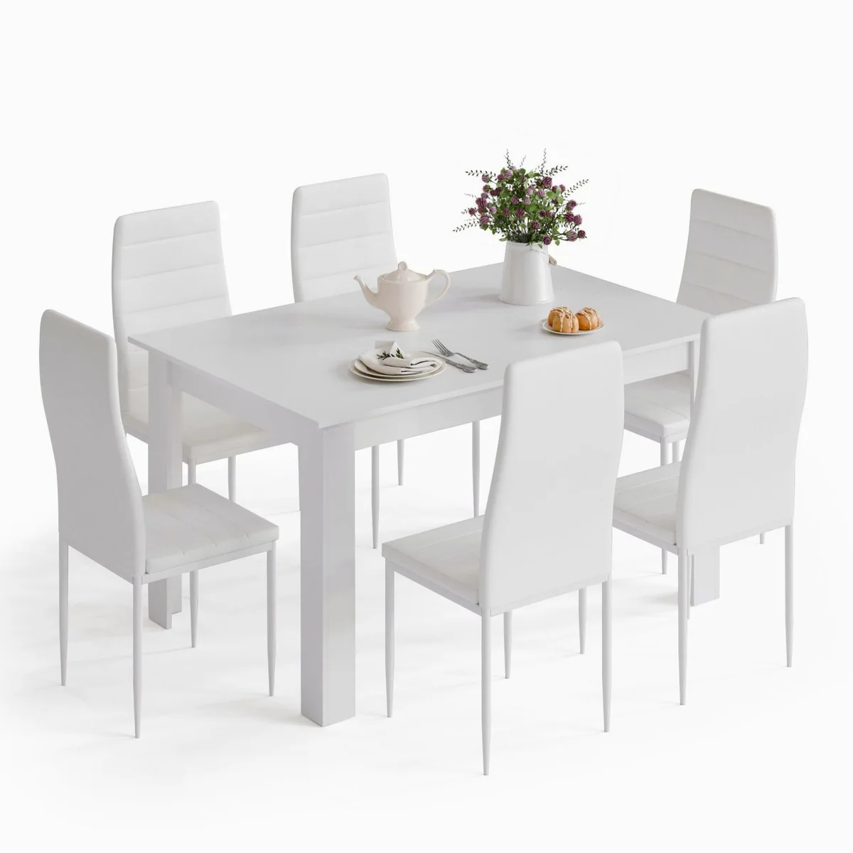 Mondeer Essgruppe 7-tlg, eleganter Esstisch mit 6 Stühlen 3