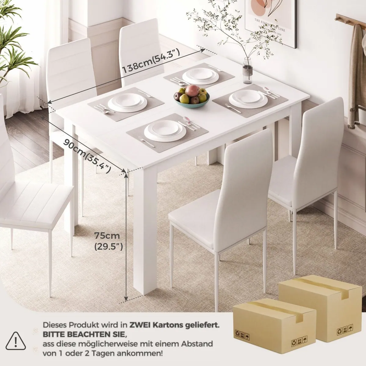 Mondeer Essgruppe 7-tlg, eleganter Esstisch mit 6 Stühlen 4