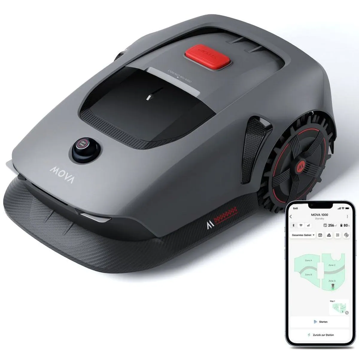 Mova 1000 Rasenmähroboter, präzise Mähstrategie, intelligente App-Steuerung