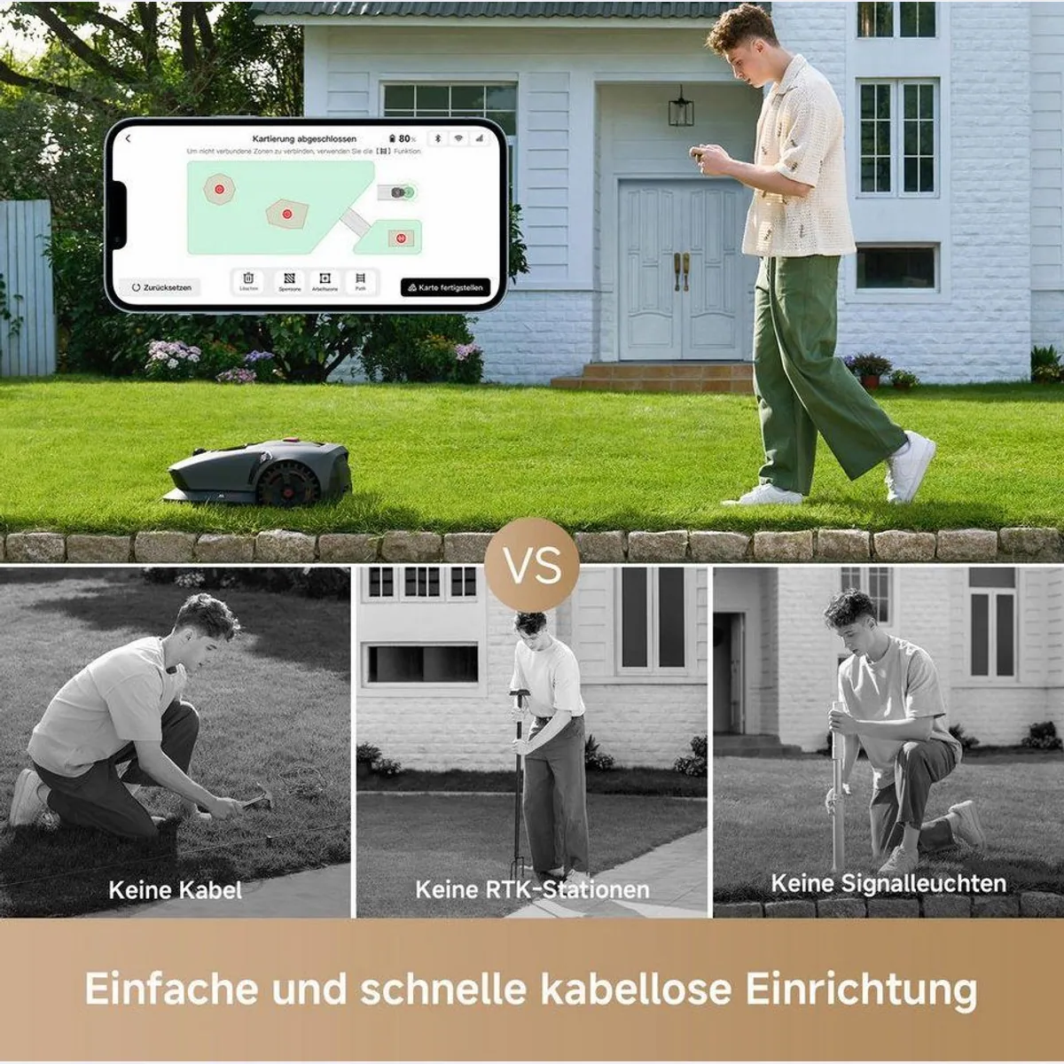 Mova 1000 Rasenmähroboter, präzise Mähstrategie, intelligente App-Steuerung 3