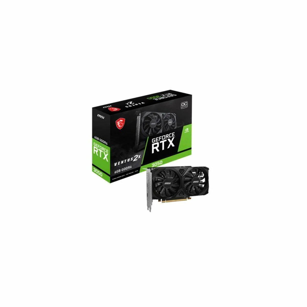 MSI GeForce RTX 3050 VENTUS 2X E 6G OC Grafikkarte, leistungsstark, kühl und energieeffizient