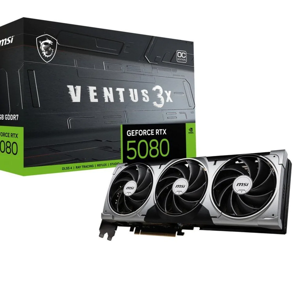 MSI GeForce RTX 5080 16G VENTUS 3X OC Grafikkarte, hohe Leistung, effiziente Kühlung, modernes Design