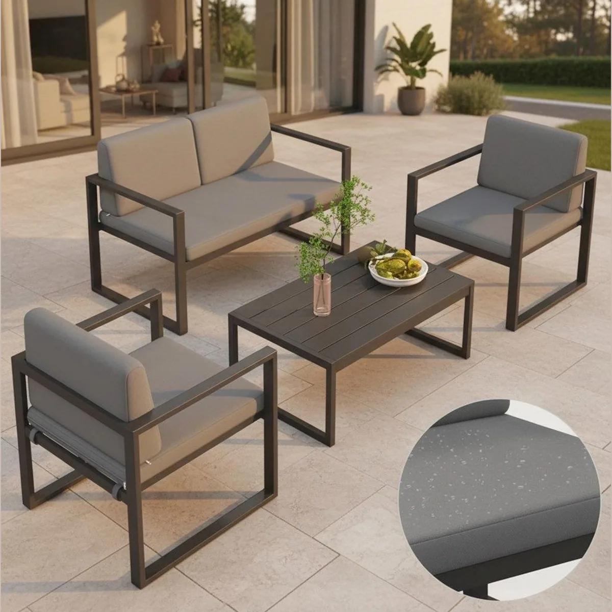 Mucola Gartenlounge-Set, modernes Aluminium-Design, wasserabweisende Kissen