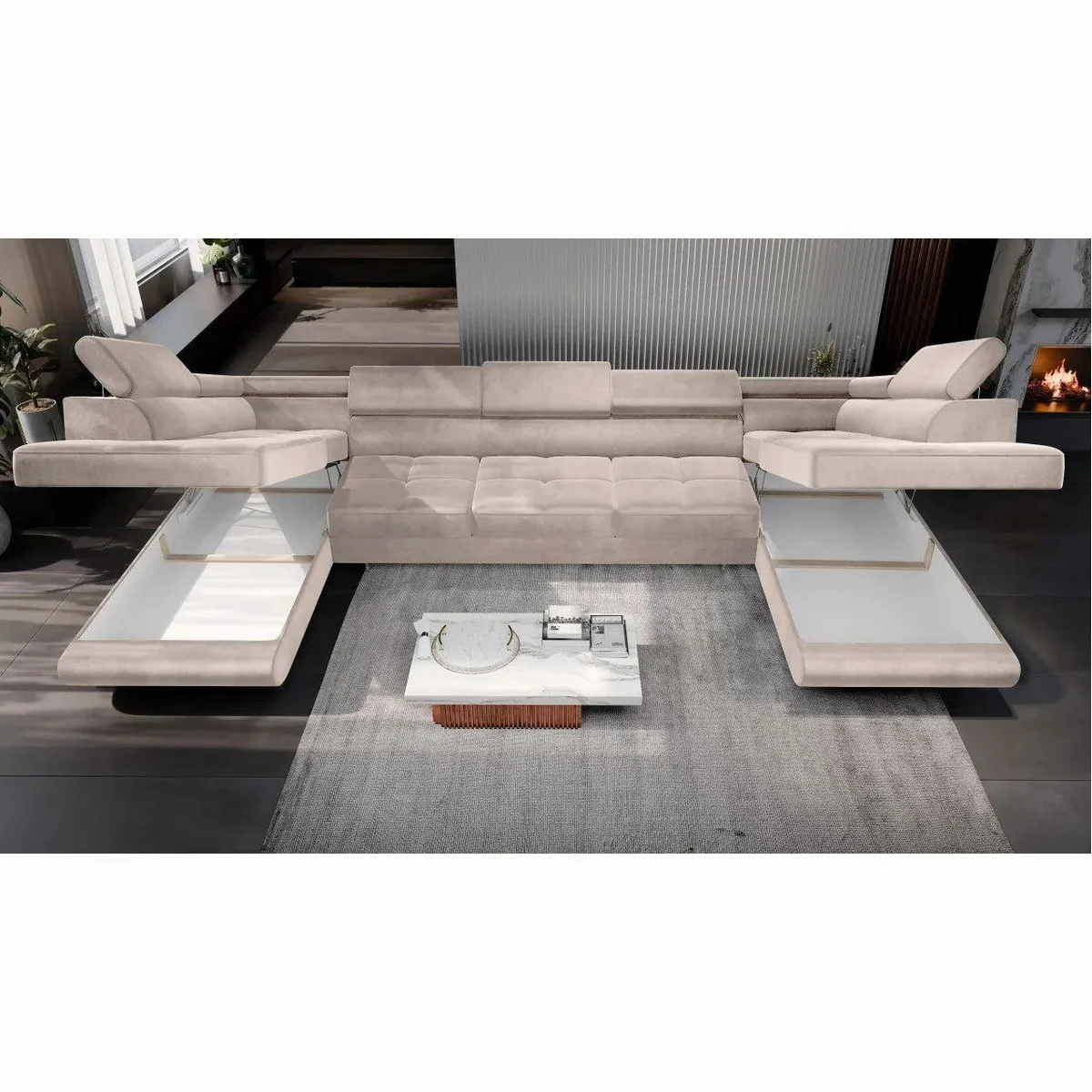 Muffo WILD Maxi U2 Ecksofa, U-Form, Schlaffunktion & Bettkasten — für maximalen Komfort 2