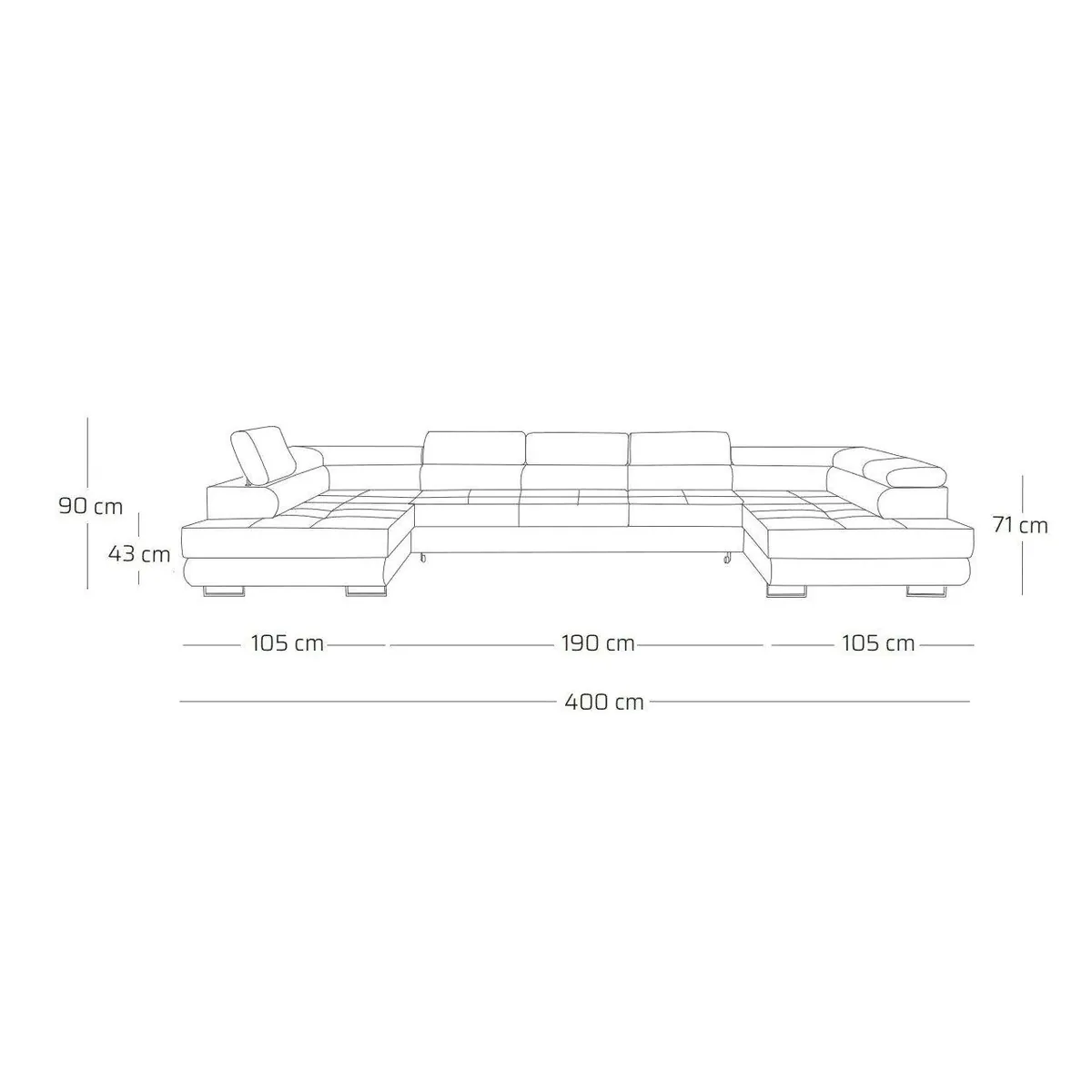 Muffo WILD Maxi U2 Ecksofa, U-Form, Schlaffunktion & Bettkasten — für maximalen Komfort 4