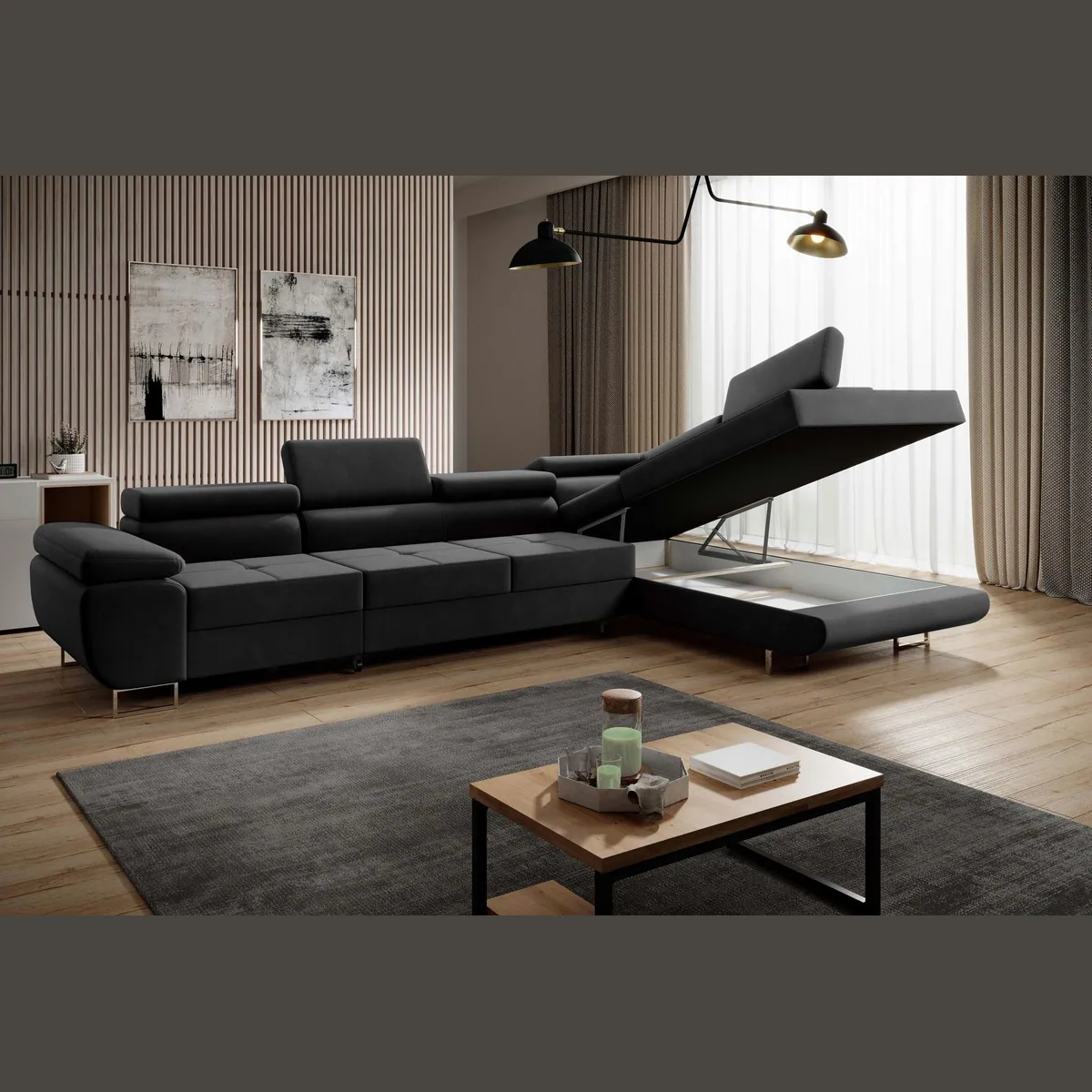 Muffo Ecksofa Wild Maxi, modernes Design, Schlaffunktion, verstellbare Kopfstützen 3
