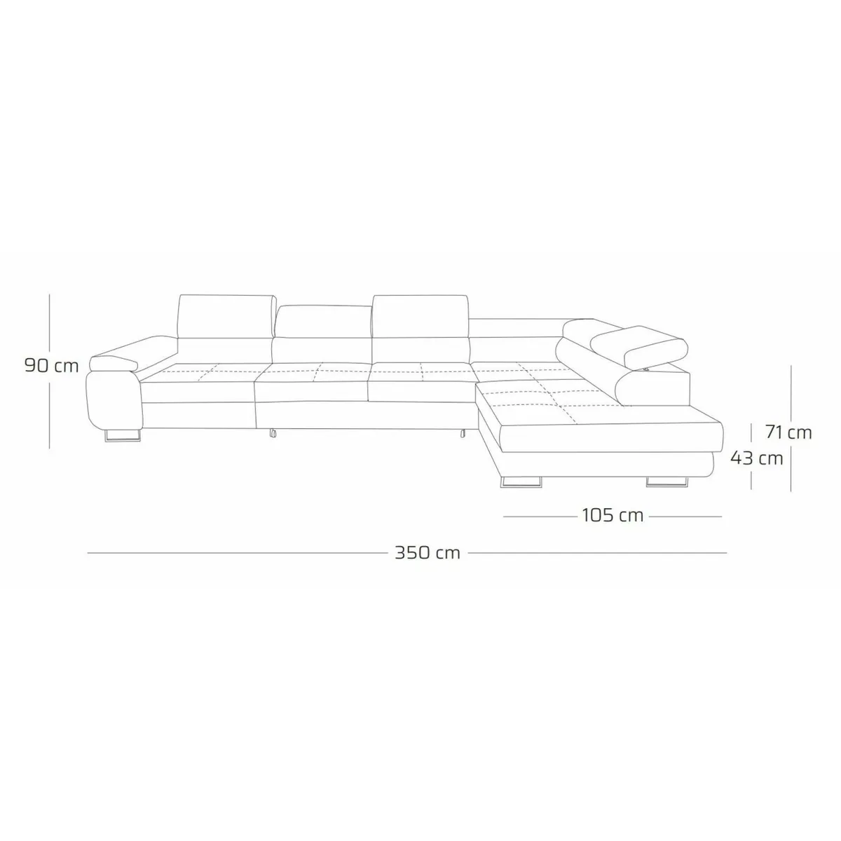 Muffo Ecksofa Wild Maxi, modernes Design, Schlaffunktion, verstellbare Kopfstützen 4
