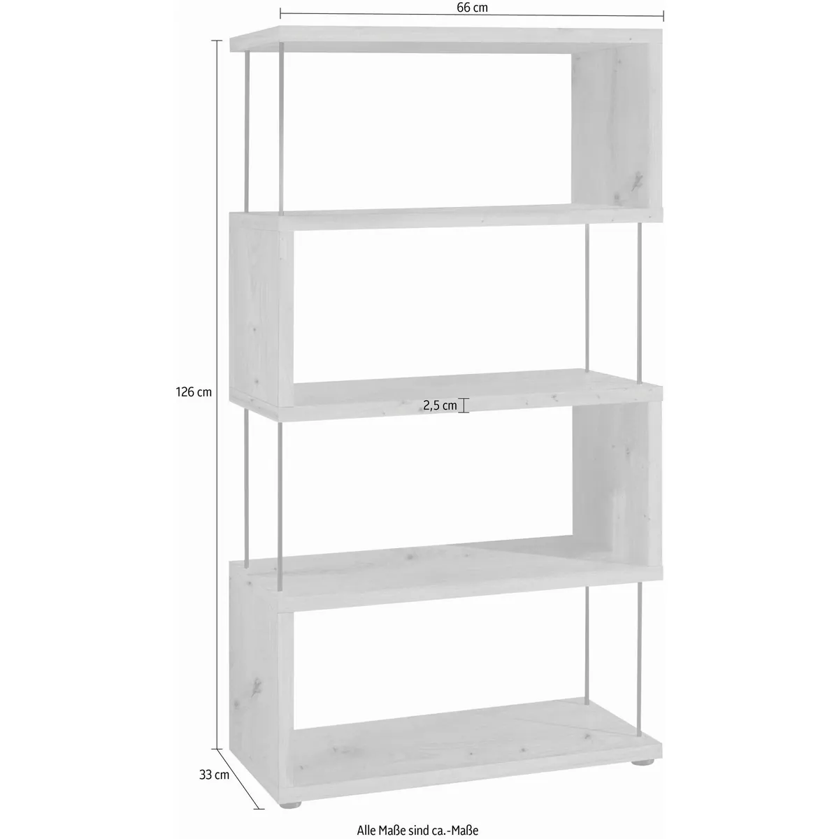 Mäusbacher Sticks Regale, vielseitiges Standregal in S-Form, 66 cm breit 4