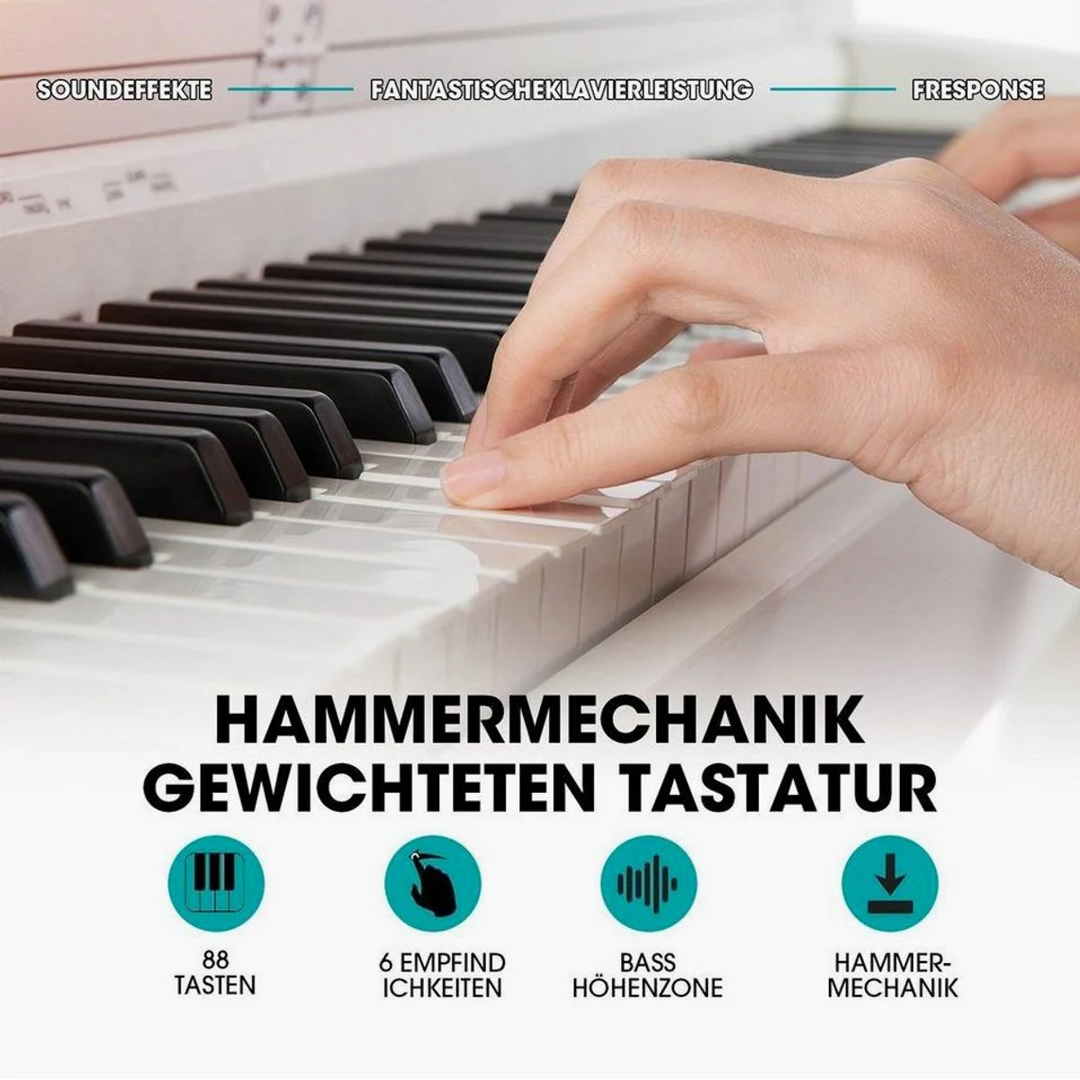 MUSTAR Digitalpiano E-Piano, 88 Tasten, hammermechanische Tasten, USB/MIDI-Anschluss 3