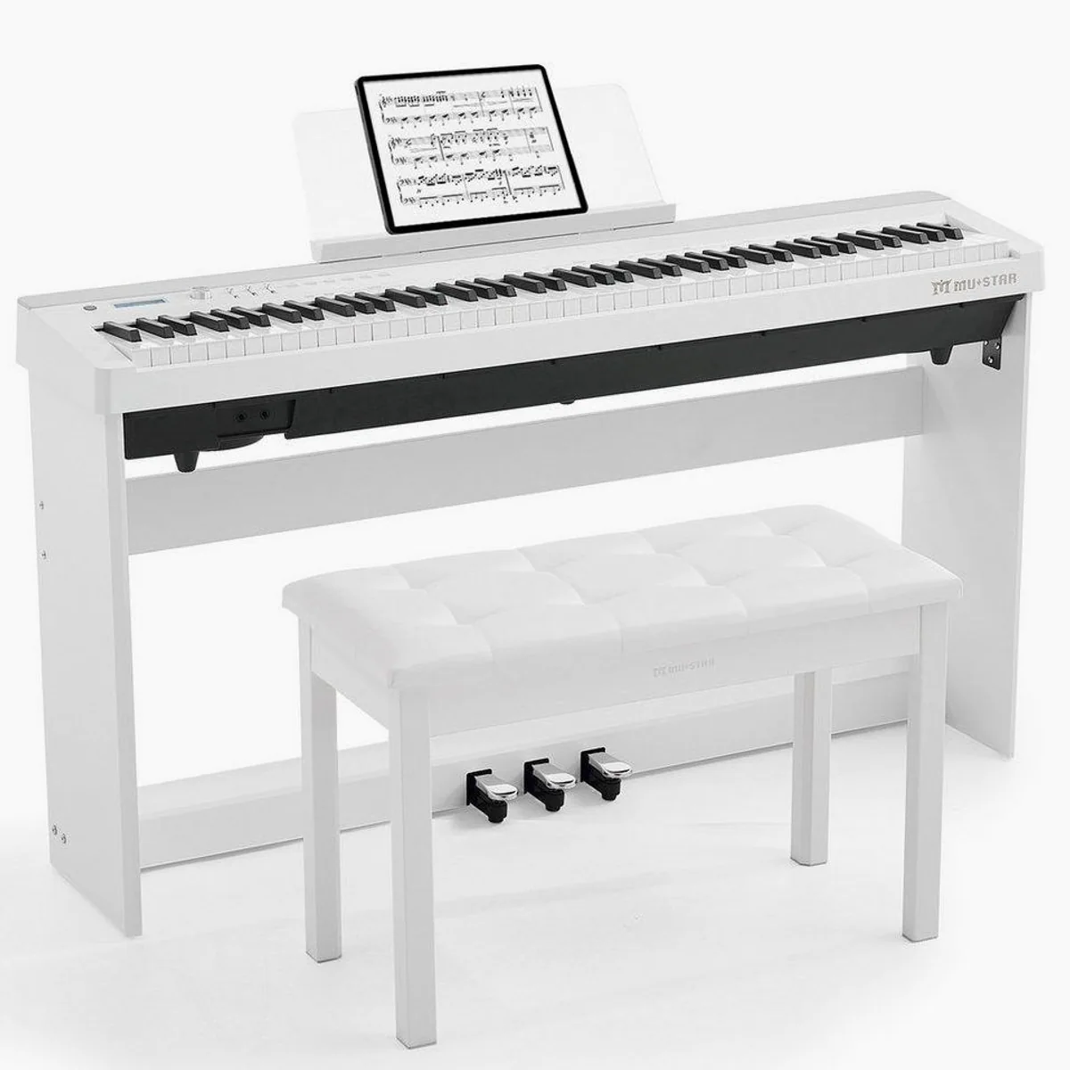 MUSTAR Digitalpiano mit Hammermechanik, 88 Tasten & 3 Pedalen
