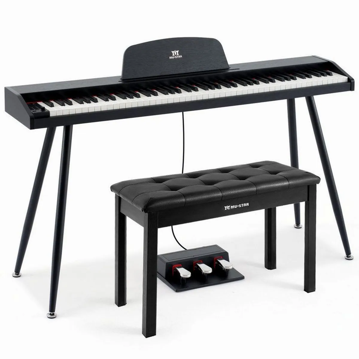 MUSTAR Digitalpiano, 88 anschlagdynamische Tasten, inkl. Klavierhocker & Pedale — ideal für Einsteiger 3