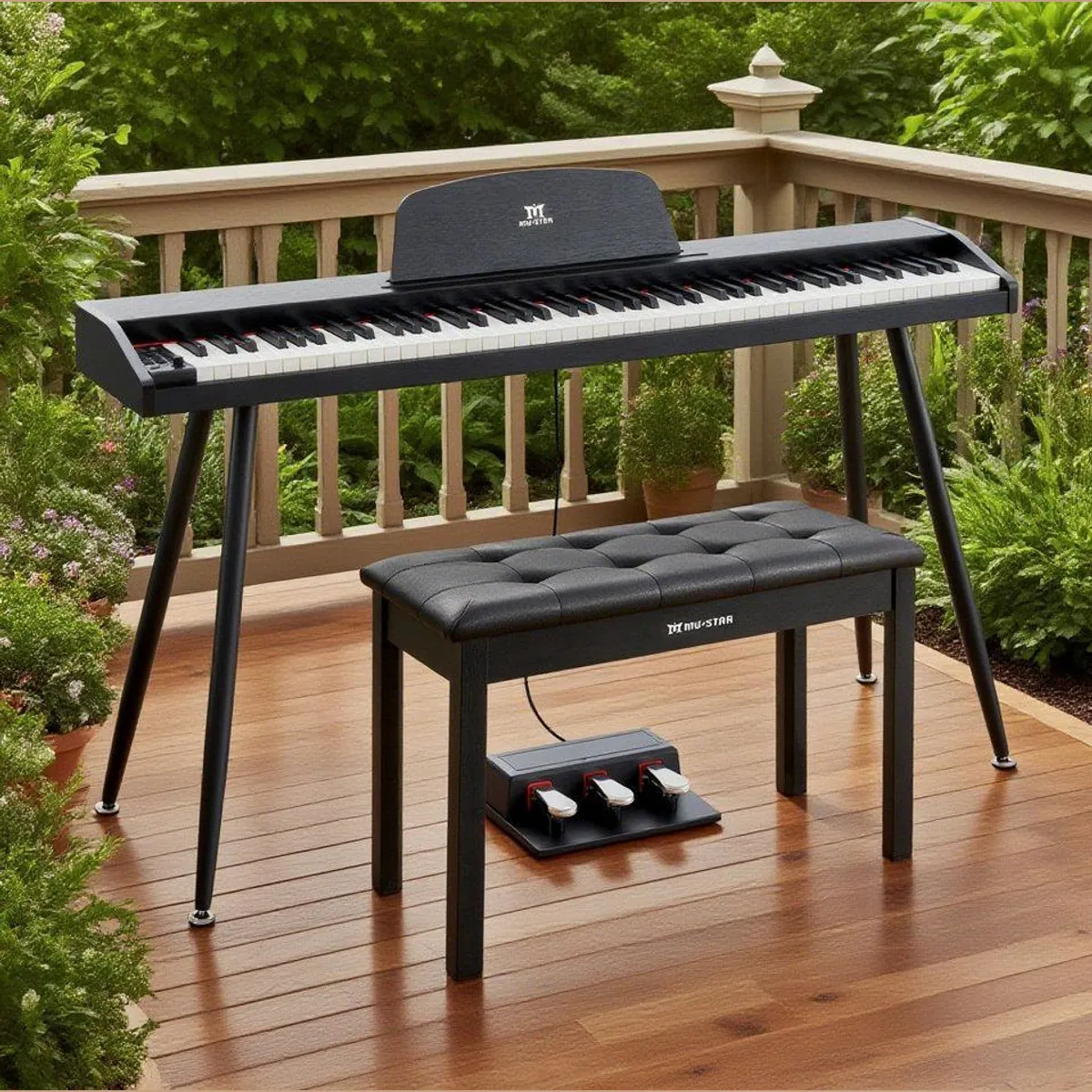 MUSTAR Digitalpiano, 88 anschlagdynamische Tasten, inkl. Klavierhocker & Pedale — ideal für Einsteiger 4