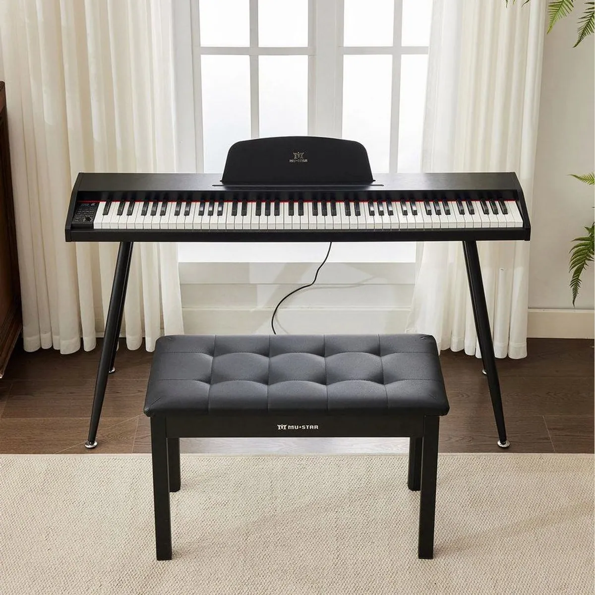 MUSTAR Digitalpiano, 88 anschlagdynamische Tasten, inkl. Klavierhocker & Pedale — ideal für Einsteiger 5