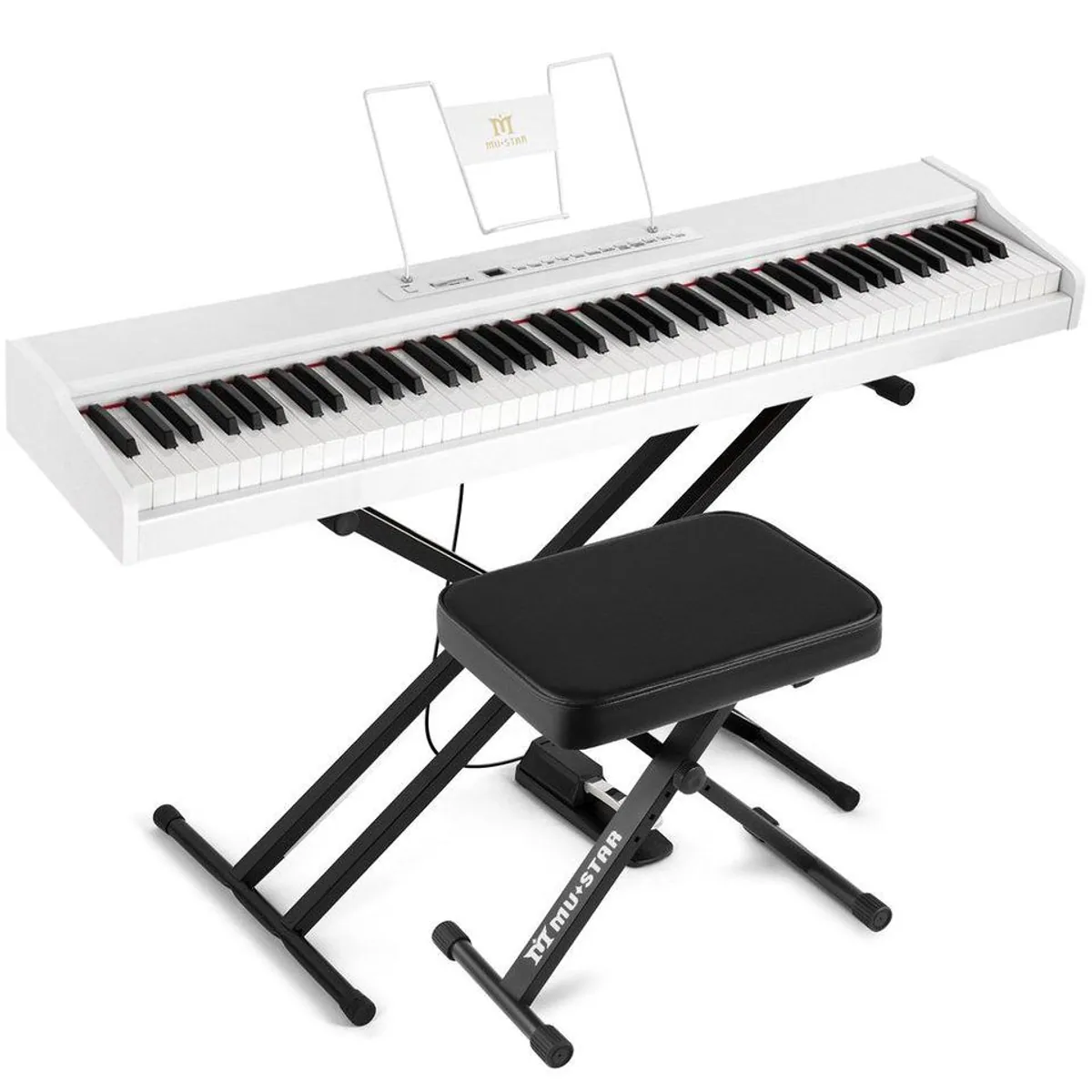 MUSTAR Digitalpiano 88 Tasten, Bluetooth, vielseitige Klangmöglichkeiten — ideal für Zuhause und unterwegs