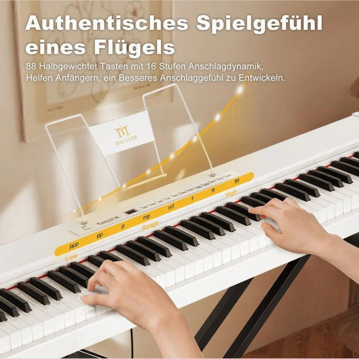 MUSTAR Digitalpiano 88 Tasten, Bluetooth, vielseitige Klangmöglichkeiten — ideal für Zuhause und unterwegs 4
