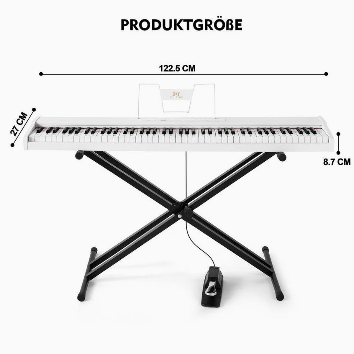 MUSTAR Digitalpiano 88 Tasten, Bluetooth, Tragbar, Inklusive Zubehör 2
