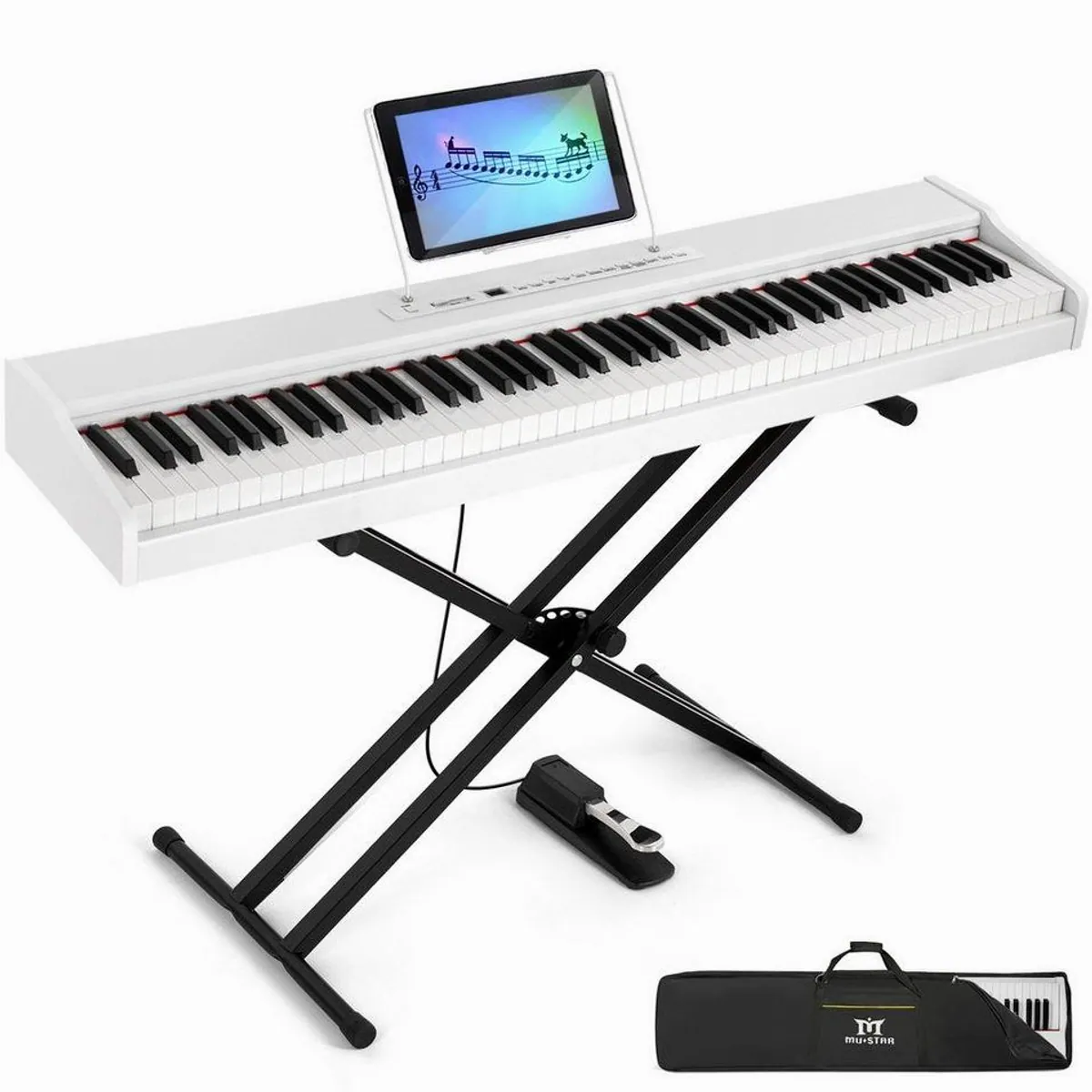 MUSTAR Digitalpiano 88 Tasten, Bluetooth, Tragbar, Inklusive Zubehör 3