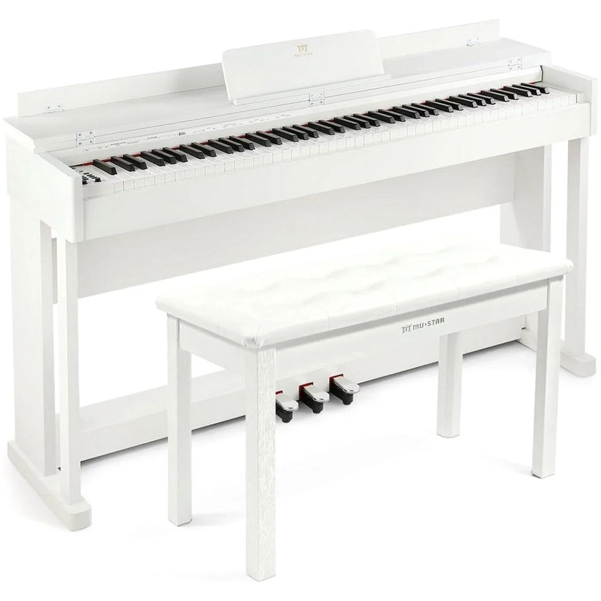 MUSTAR Digitalpiano 88 Tasten, Hammermechanik, USB/MIDI — vielfältige Klänge, inklusive Klavierhocker, Aufnahmefunktion
