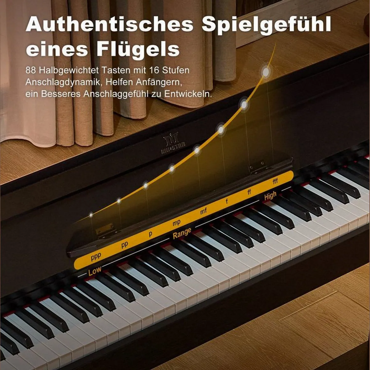 MUSTAR Digitalpiano, Bluetooth-fähig, 88 Tasten, 3 Pedale, kompakt und vielseitig 3