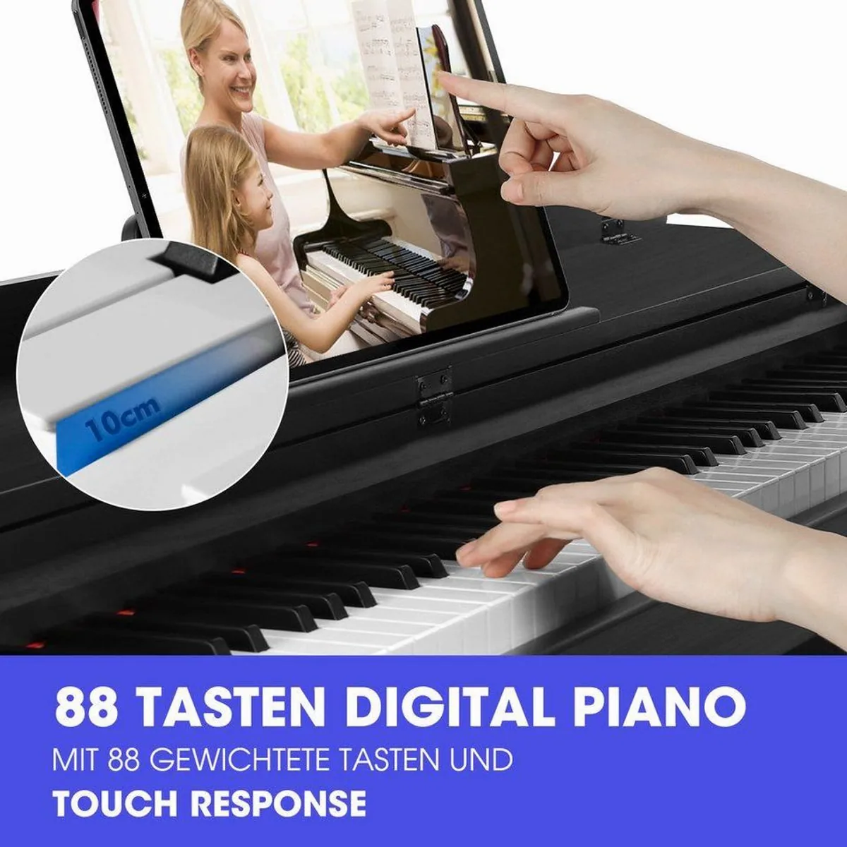 MUSTAR Digitalpiano E-Piano, 88 Tasten, LCD-Bildschirm, 2x20W Lautsprecher 3