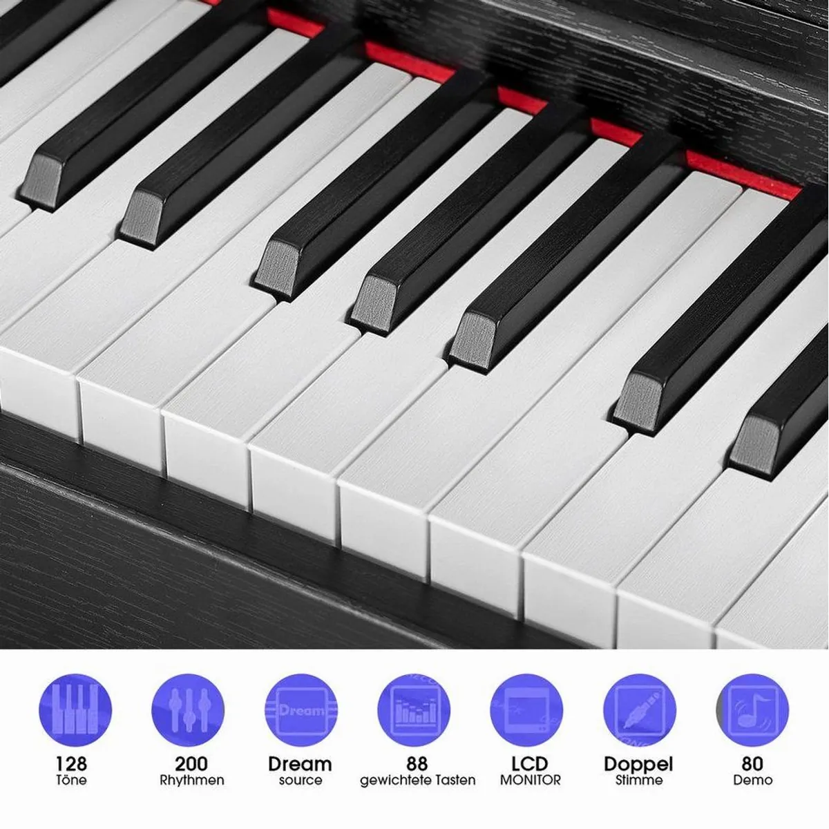 MUSTAR Digitalpiano E-Piano, 88 Tasten, LCD-Bildschirm, 2x20W Lautsprecher 4