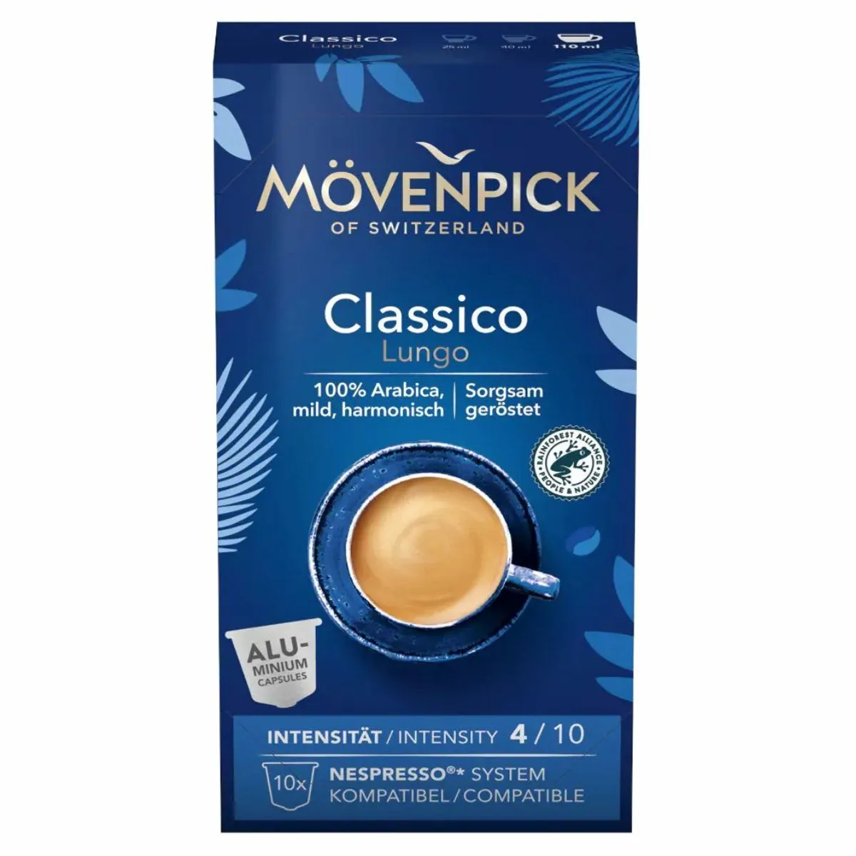 Mövenpick CLASSICO LUNGO Kaffeekapseln, harmonisches Aroma, sanft würzig, 10 Stück