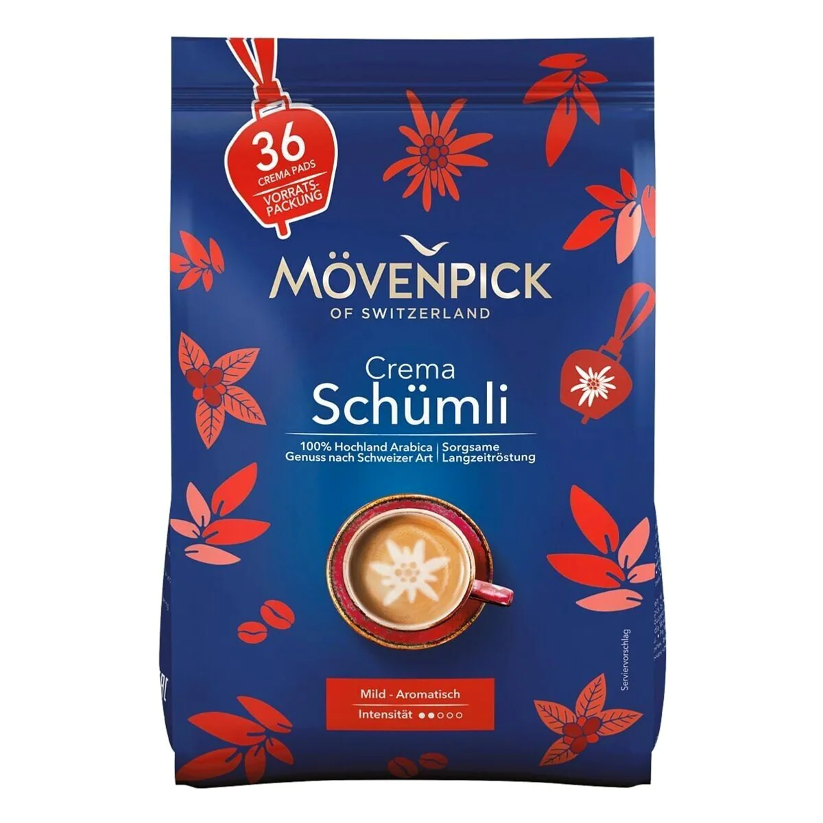 Mövenpick Crema Schümli, 36 Kaffeepads, mild und aromatisch