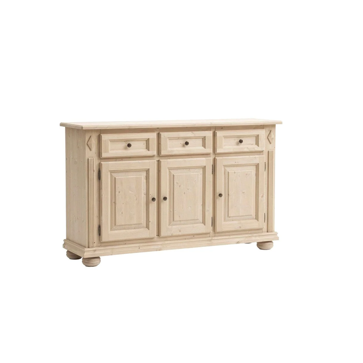 Natur24 Sideboard Landhaus, Fichte massiv, 3 Türen, 3 Schubladen — 146 x 90 x 40 cm 2