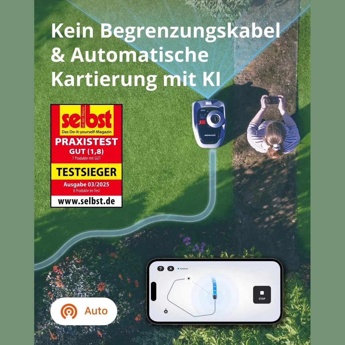 NAVIMOW i105E Rasenmähroboter, kabellose Installation, KI-gesteuerte Kartierung, bis 600 m² 5