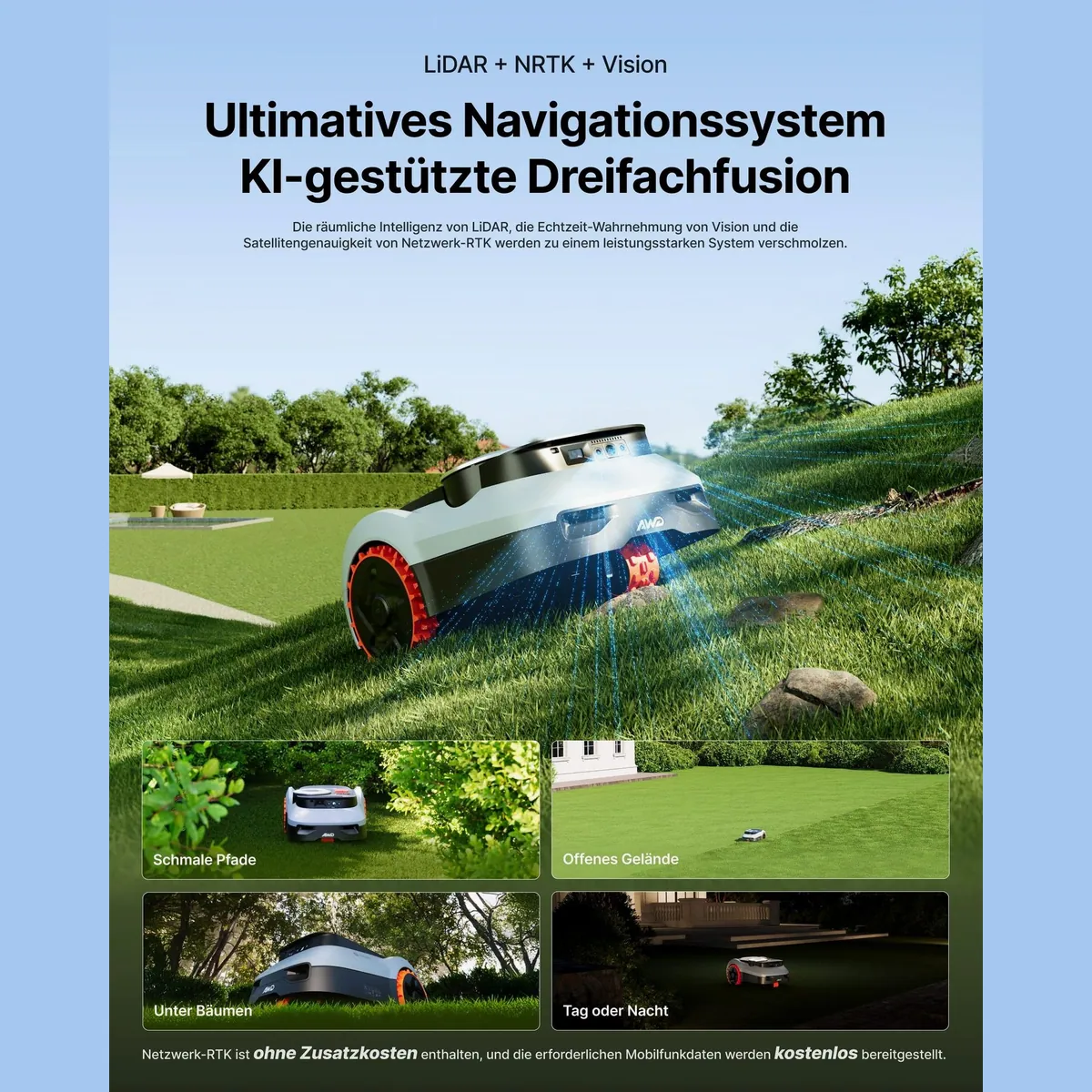 NAVIMOW i210/i220 Mähroboter, kabellose Kartierung, Allradantrieb, bis 1000 m² 2