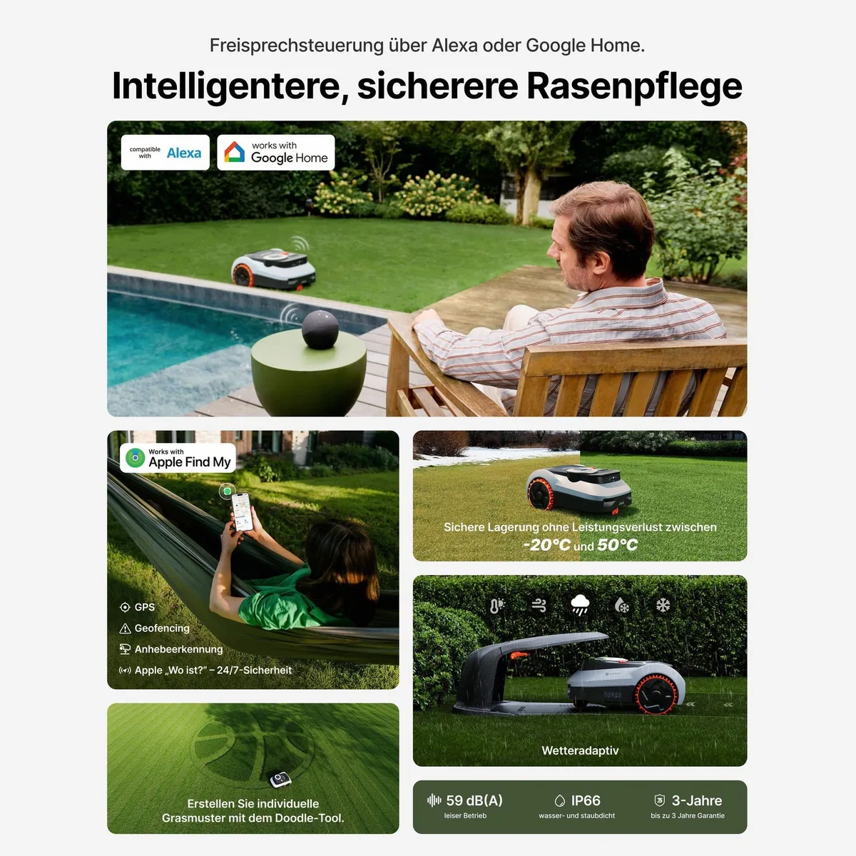 NAVIMOW i210/i220 Mähroboter, kabellose Kartierung, Allradantrieb, bis 1000 m² 3