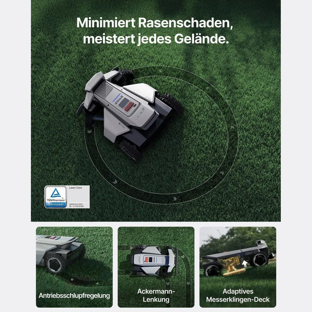NAVIMOW X420 Mähroboter, 2000 m² Fläche, Zero-Turn AWD, 84 % Steigungen, 360° Vision 2