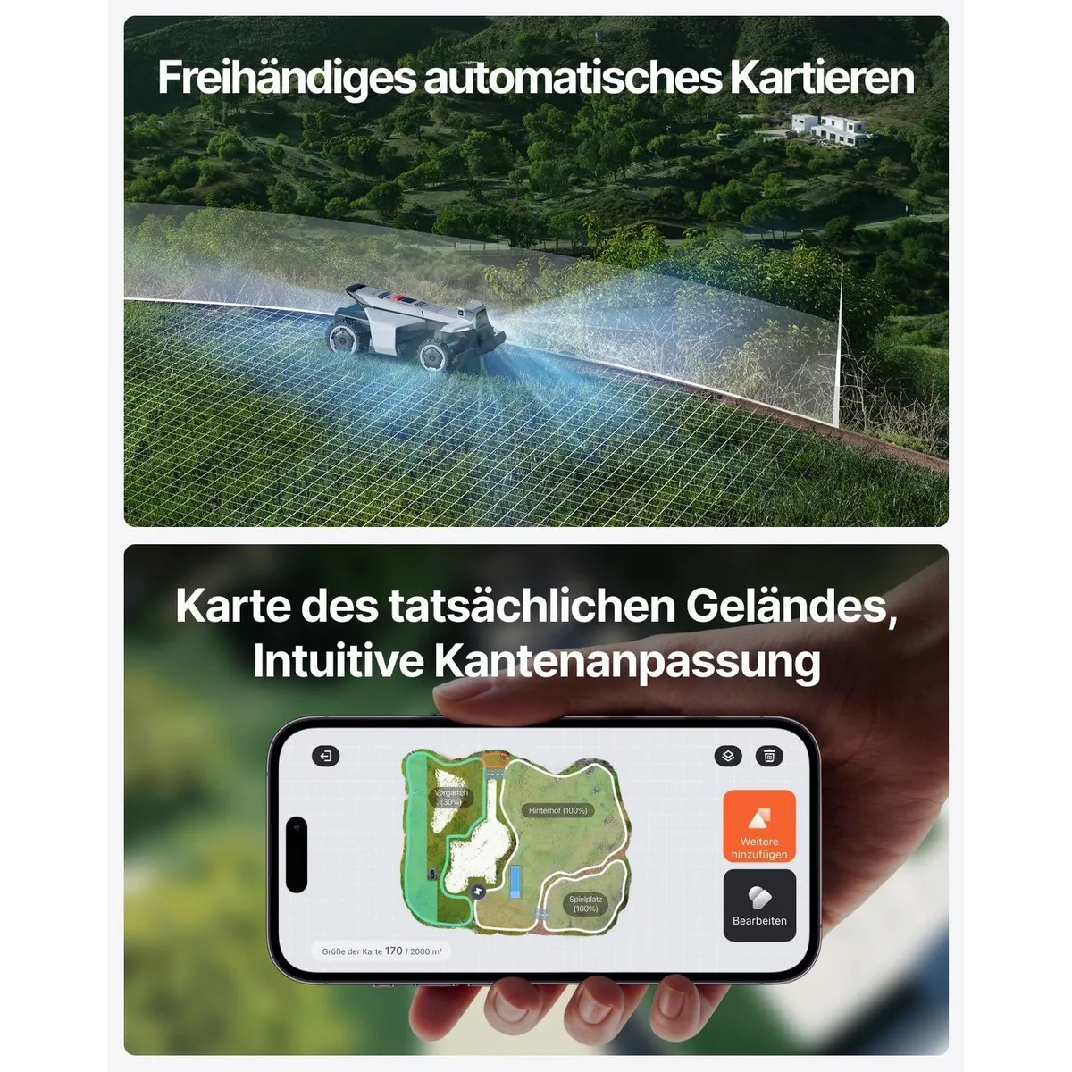 NAVIMOW X420 Mähroboter, 2000 m² Fläche, Zero-Turn AWD, 84 % Steigungen, 360° Vision 3