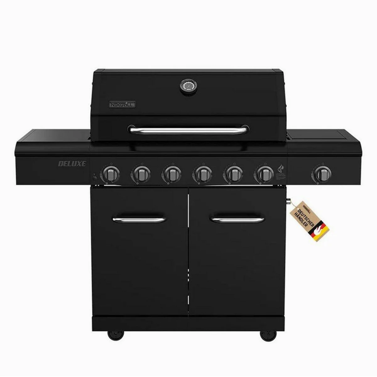nexgrill Gasgrill 6B Deluxe, 6+1 Brenner, große Grillfläche, matt Schwarz