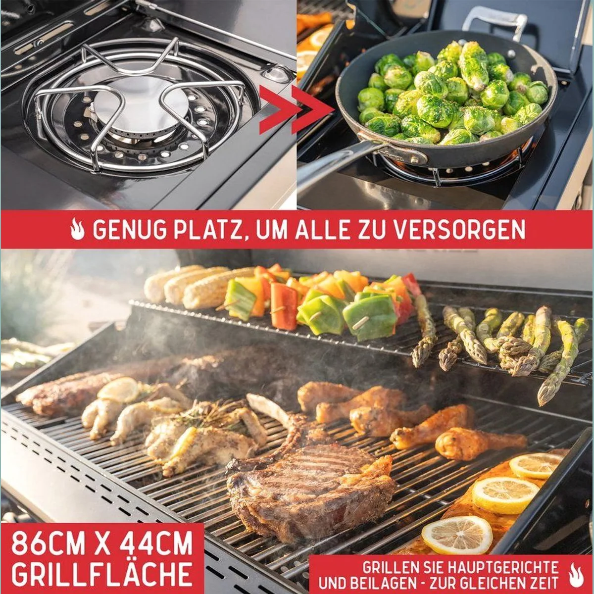 nexgrill Gasgrill 6B Deluxe, 6+1 Brenner, große Grillfläche, matt Schwarz 5