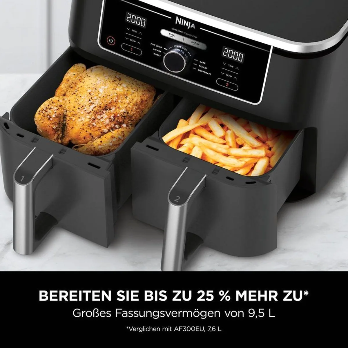 NINJA Heißluftfritteuse Foodi AF400EU, zwei Garzonen, 6 Zubereitungsfunktionen 3