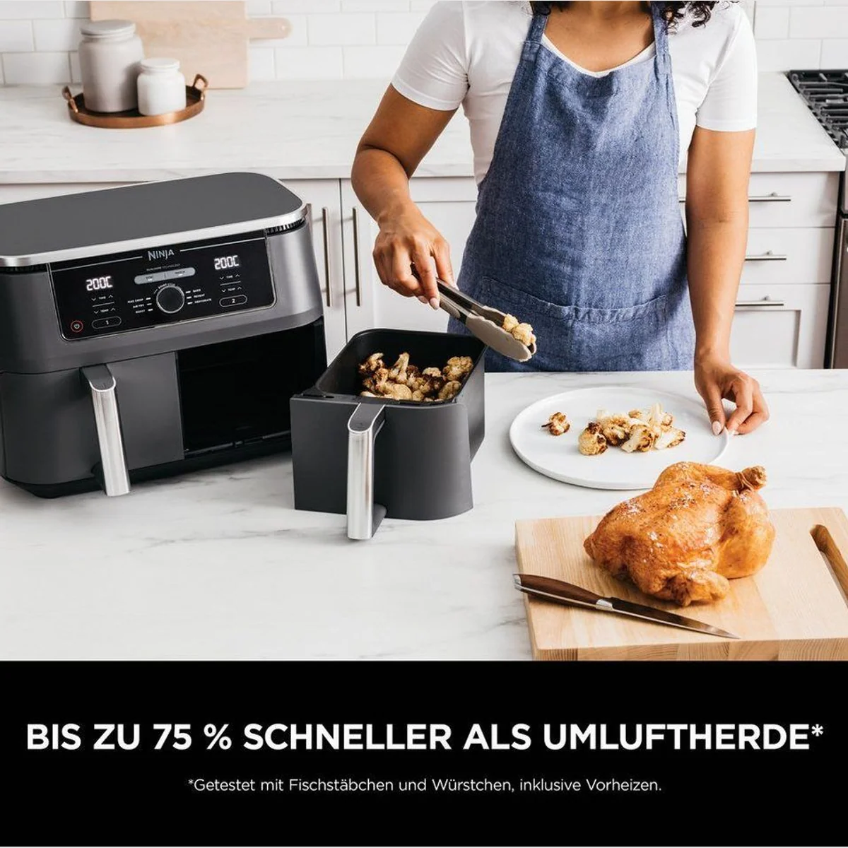 NINJA Heißluftfritteuse Foodi AF400EU, zwei Garzonen, 6 Zubereitungsfunktionen 4