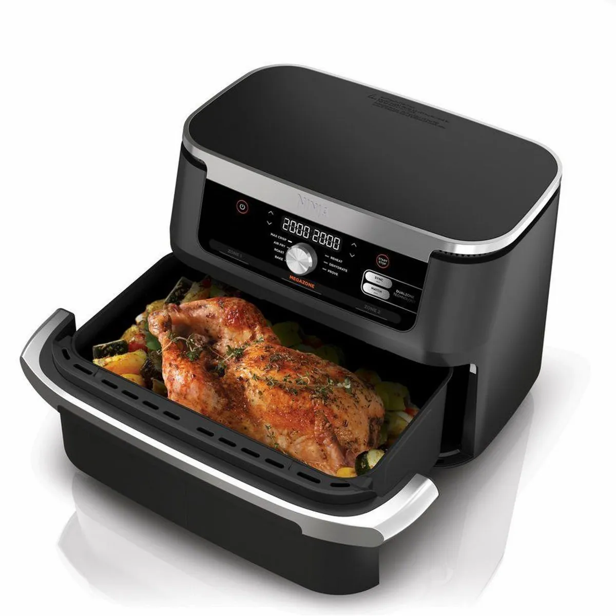 NINJA Heißluftfritteuse AF500EU, 2470 W, Dual Zone Technologie, 10,4 L Volumen, 7 Zubereitungsfunktionen 3