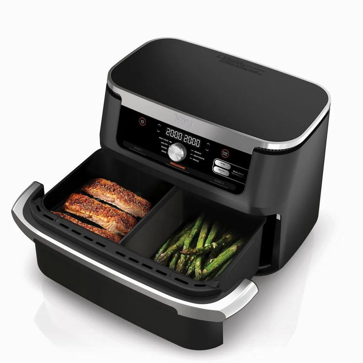 NINJA Heißluftfritteuse AF500EU, 2470 W, Dual Zone Technologie, 10,4 L Volumen, 7 Zubereitungsfunktionen 4