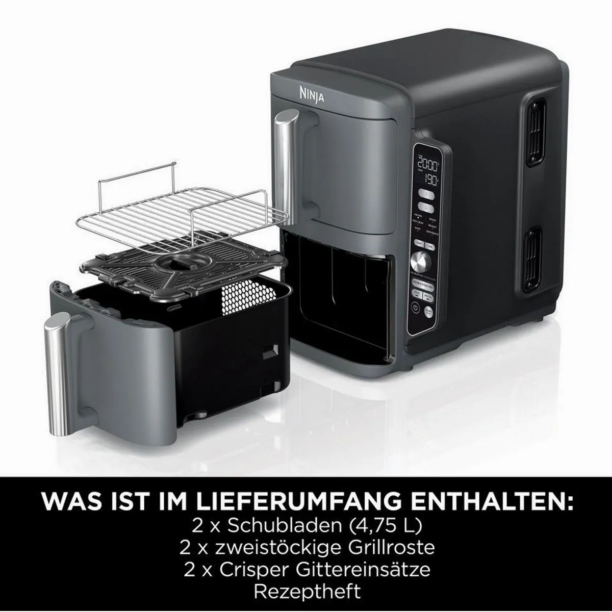 NINJA Heißluftfritteuse SL400EU Double Stack XL, doppelte Kapazität, 6 Garfunktionen 2