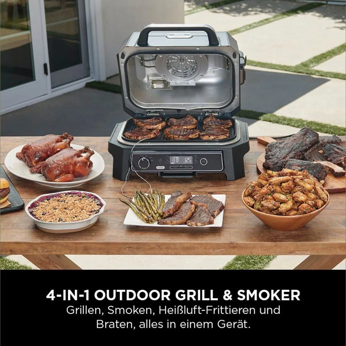 NINJA Woodfire Pro XL Elektrogrill, 1700 W, vielseitig einsetzbar — Grillen, Smoken, Frittieren 3
