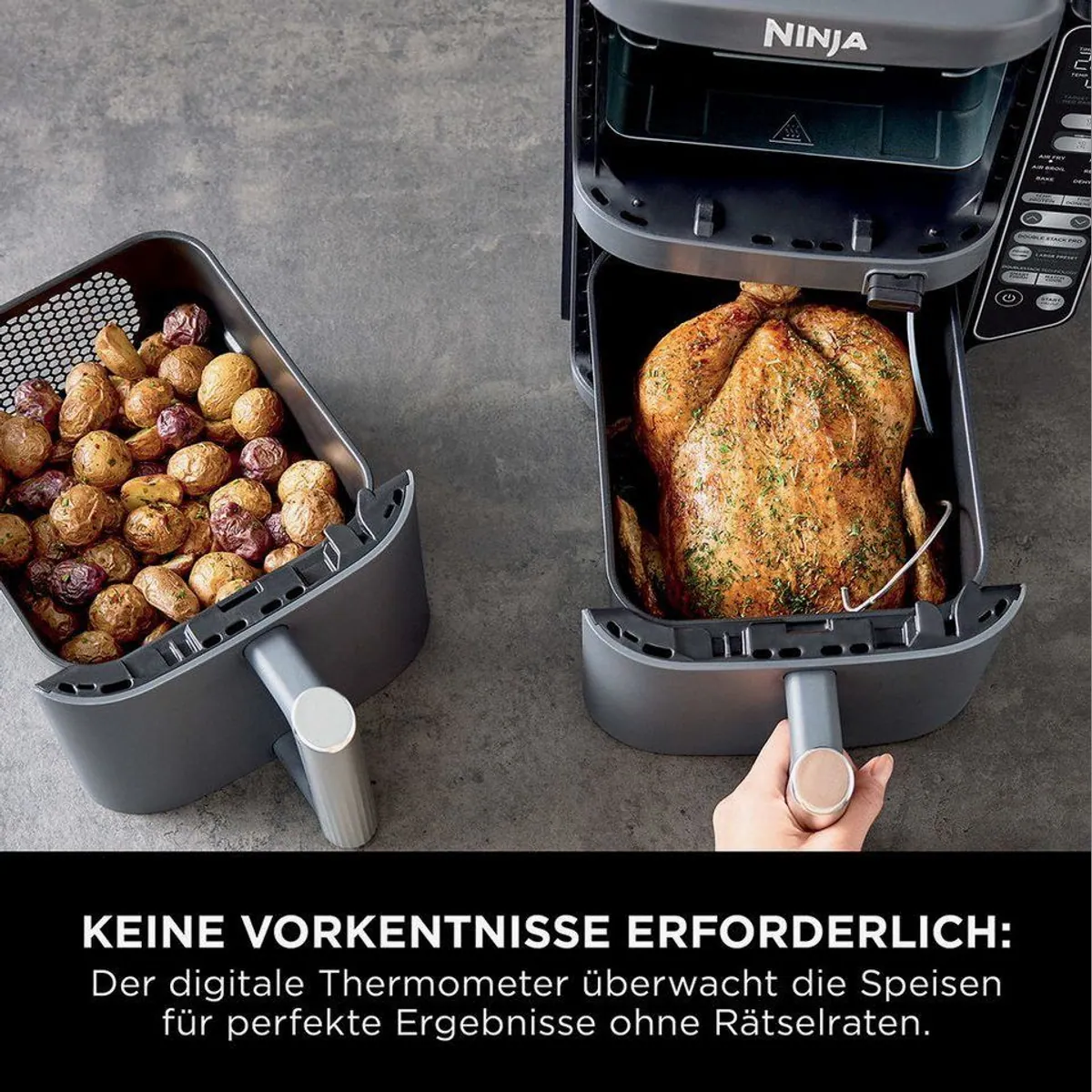 NINJA Double Stack XL Heißluftfritteuse, 2470 W, 2x 4.75 L, 6 Programme 2