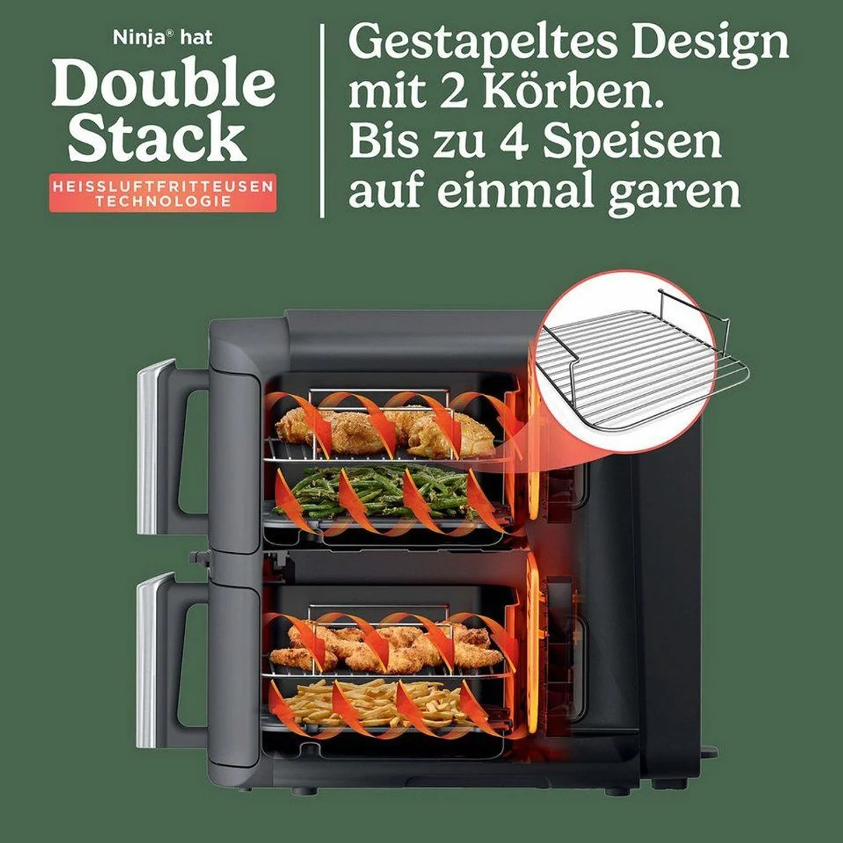NINJA Double Stack XL Heißluftfritteuse, 2470 W, 2x 4.75 L, 6 Programme 3
