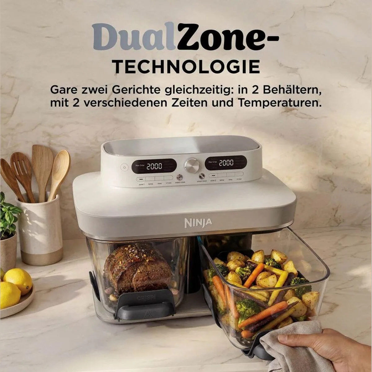 NINJA Heißluftfritteuse DD102EUIV2, 8 Funktionen, 2860 W – Weiß 3
