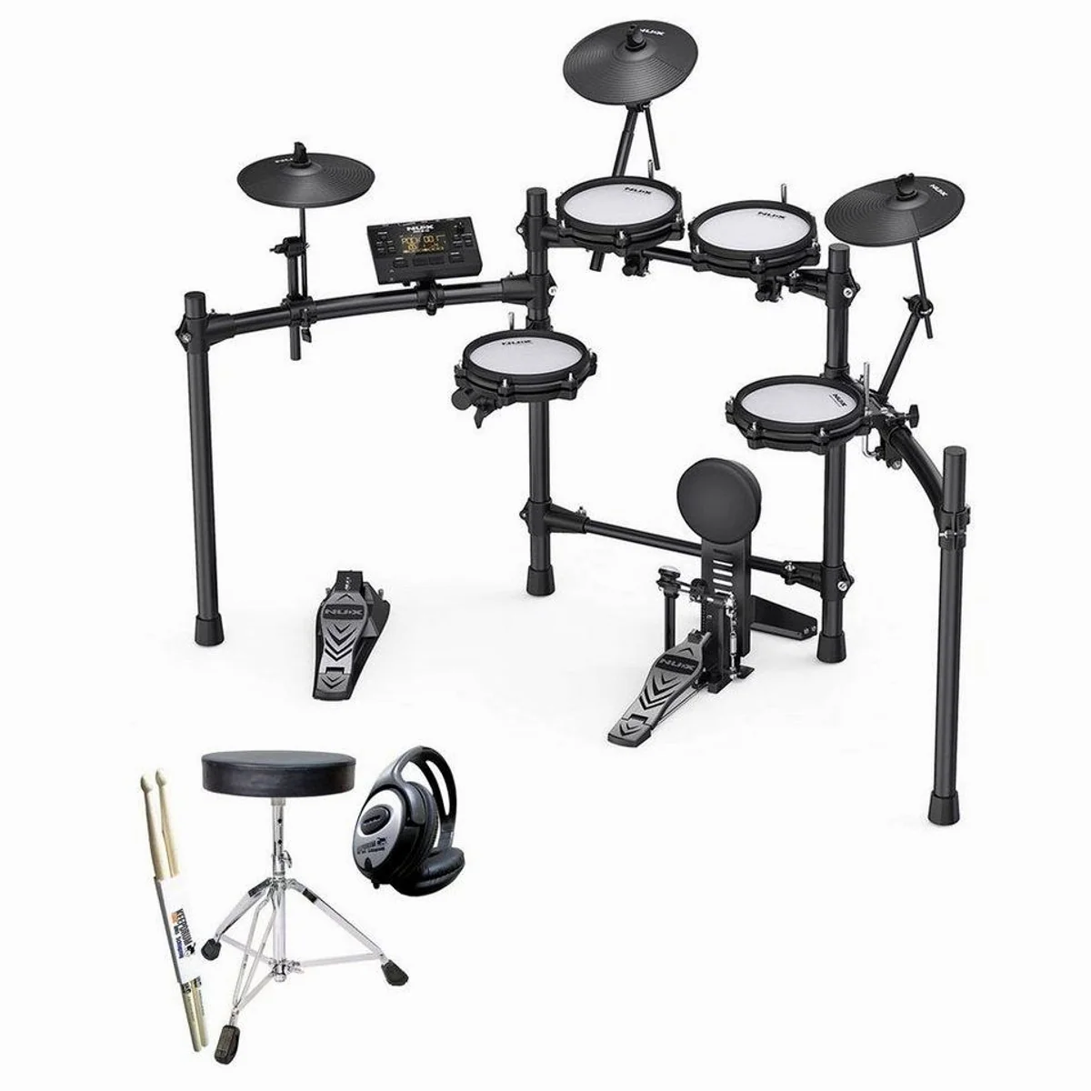 Nux DM-210 E-Drum Set, authentisches Spielgefühl, platzsparend, integrierte Coach-Funktion