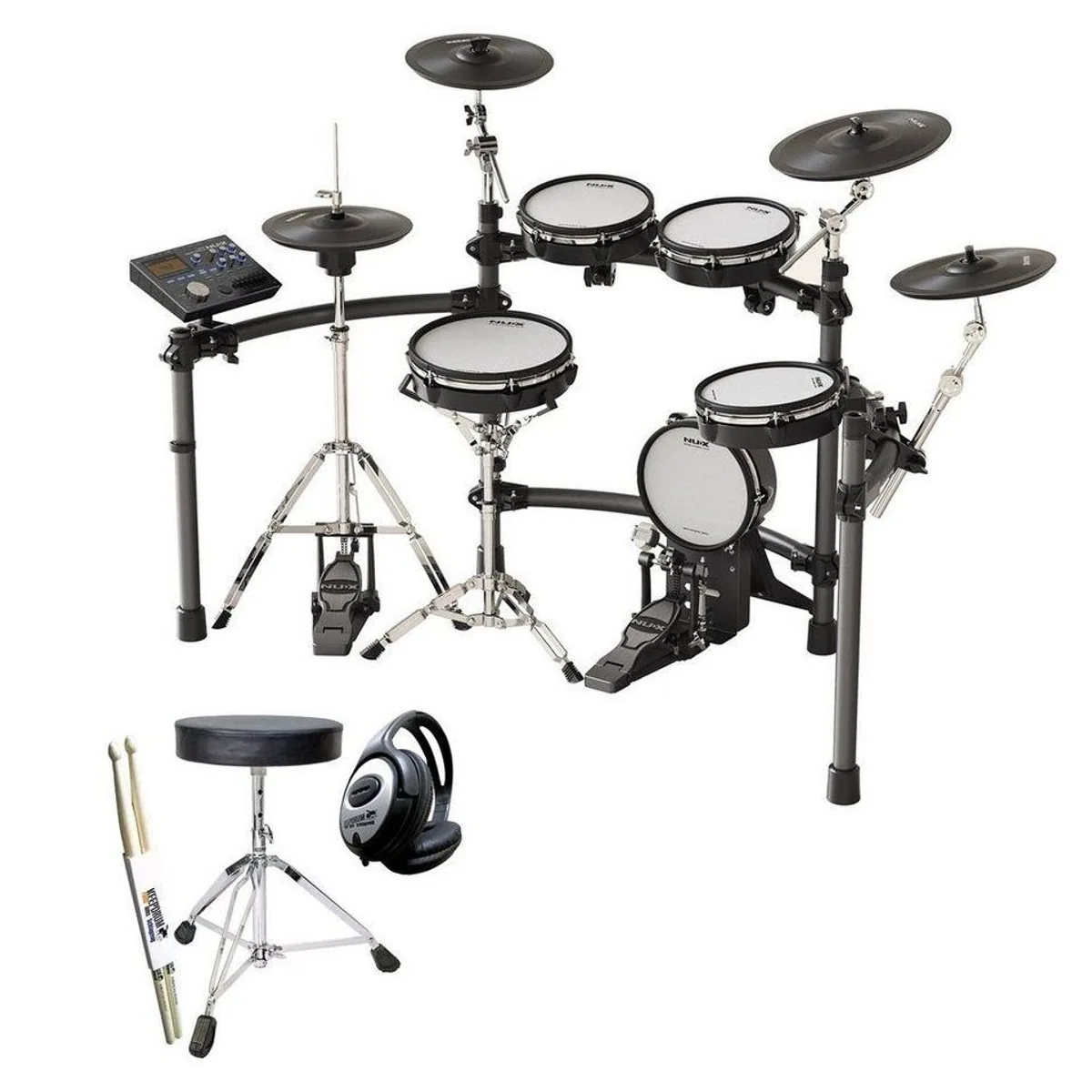Nux DM-8 E-Drum Set, authentisches Spielgefühl, umfassendes Zubehör, vielseitige Funktionen