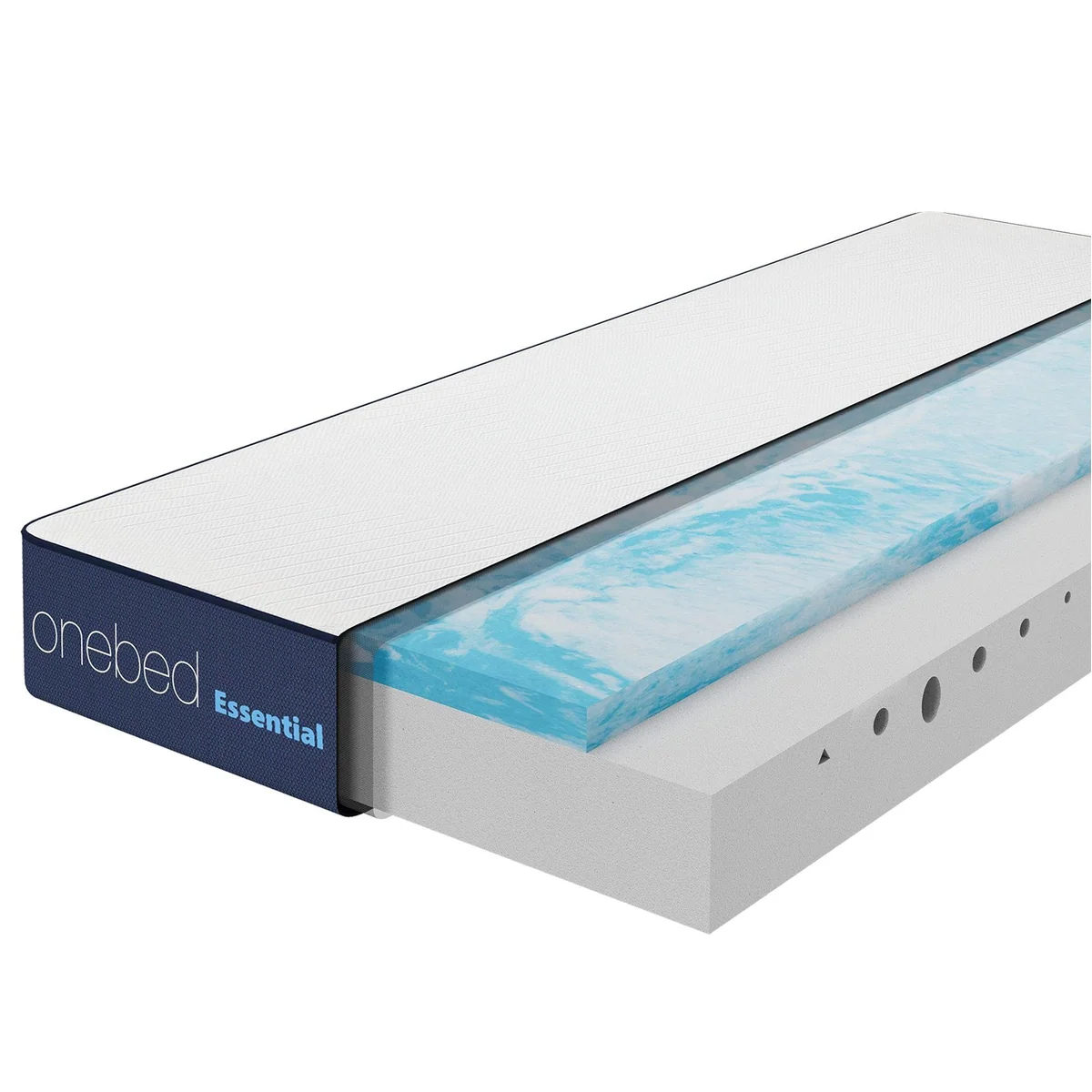 Onebed Essential Kaltschaummatratze, 7-Zonen Unterstützung, atmungsaktiv — 20 cm hoch, 90x200, 120x200, 140x200