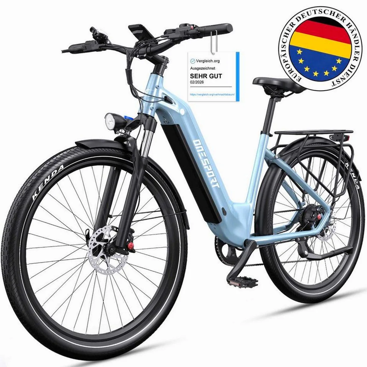 Onesport OT05 E-Bike Cityrad, 655Wh Akku, 250W Heckmotor, Shimano 7-Gang