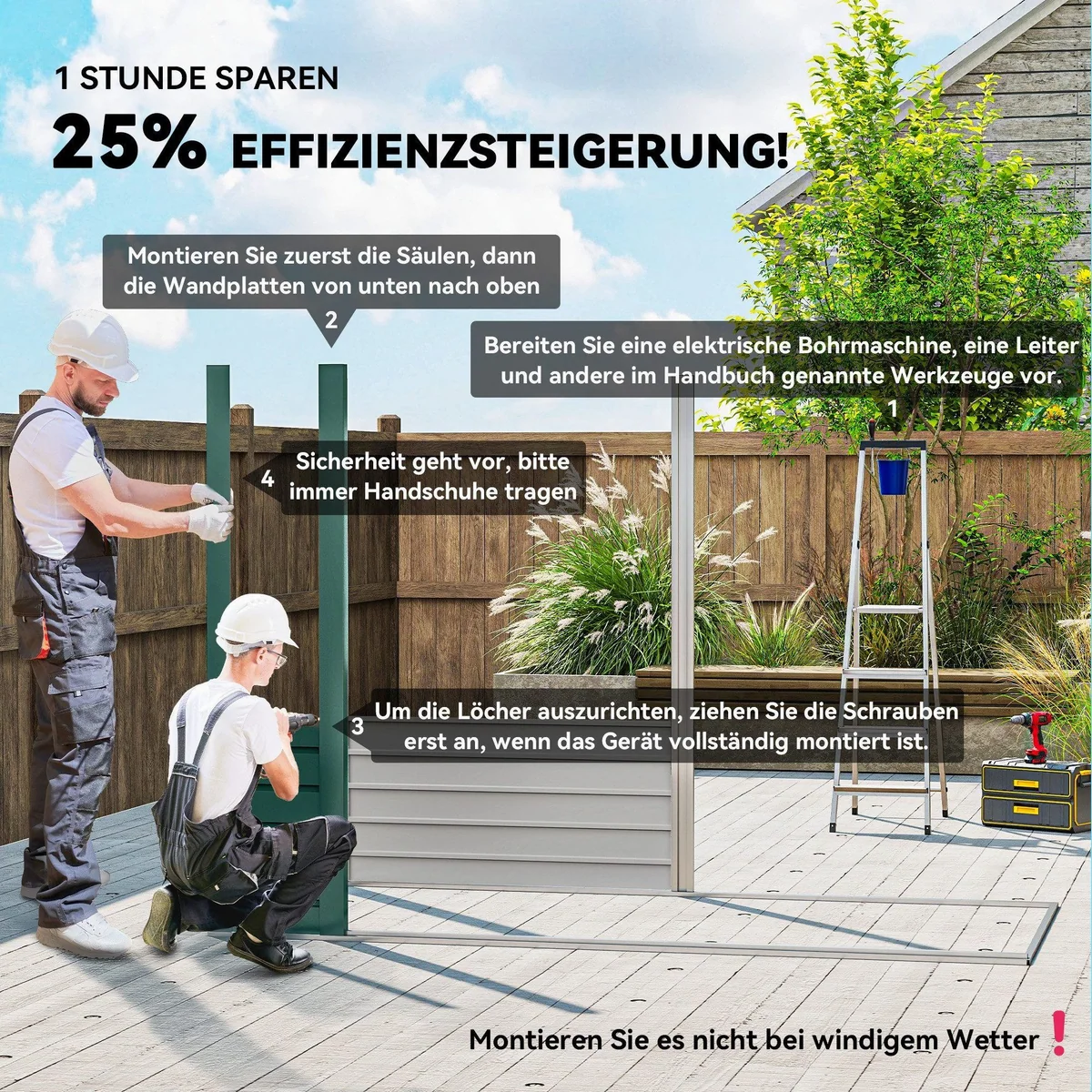 Outsunny Geräteschuppen mit Pultdach, stabil und sicher für Ihren Garten 3